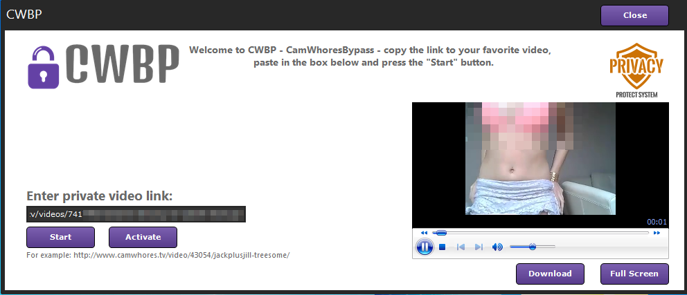 Camwhores.tv private video bypass